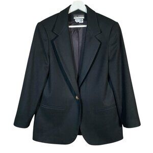 Vintage 100% Wool Black Blazer Women's 10P Classic Timeless Work Office Capsule